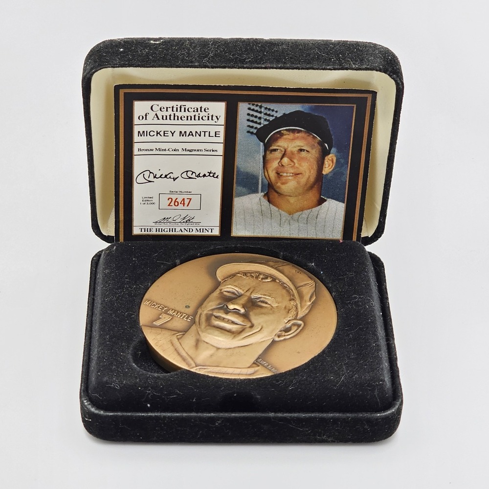 Vintage Mickey Mantle Bronze Magnum Mint-Coin Highland Mint LE #2647/3000